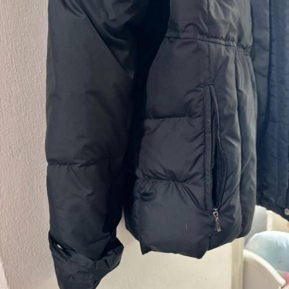 Women's Black Puffer Jacket with Faux Fur Hood - Picture 6 of 8